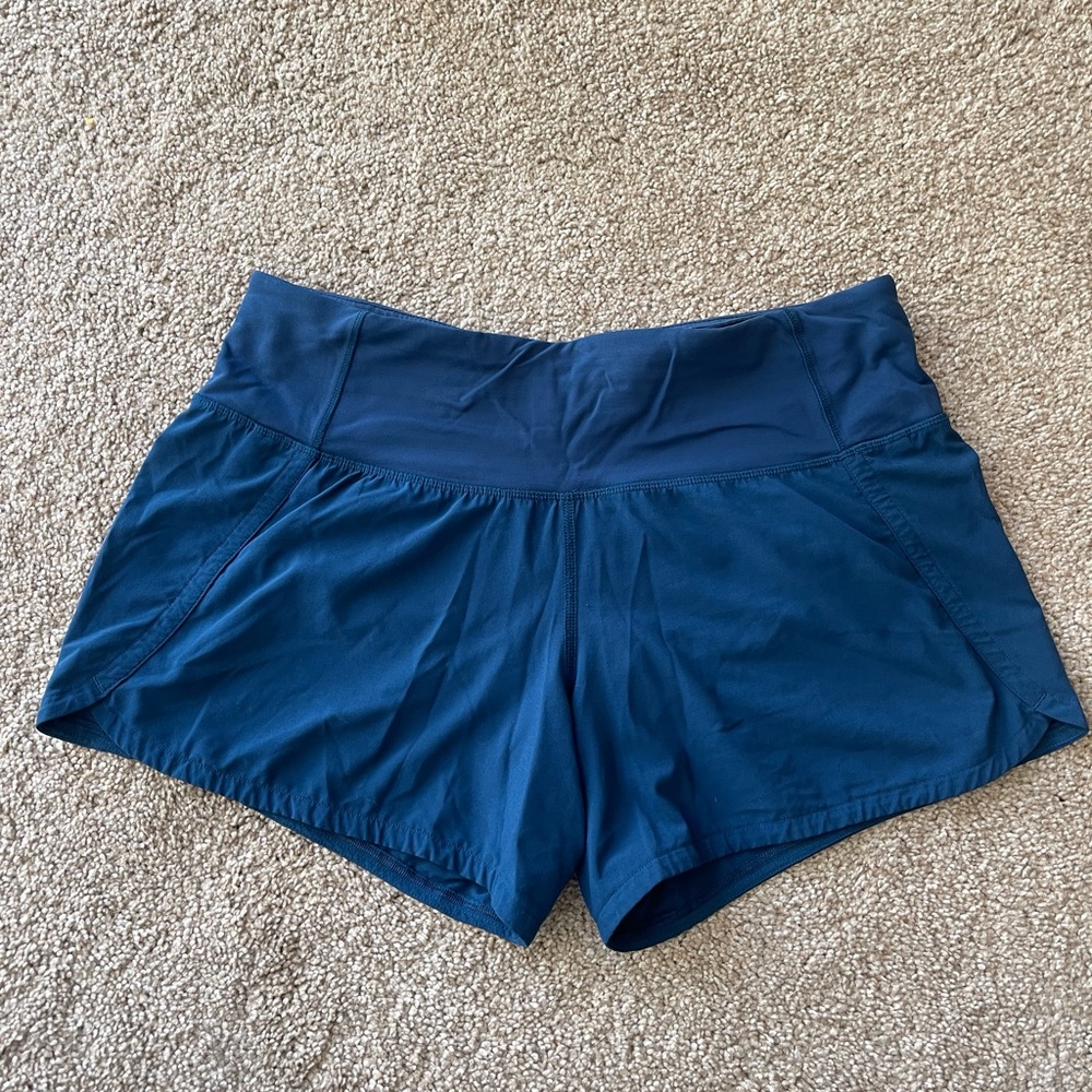 Perfect blue lululemon shorts. 
Size 4.
Lightly worn. 
2.5” inseam
